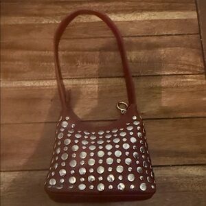 Nine West Burgundy Shoulder Bag with Silver Studs